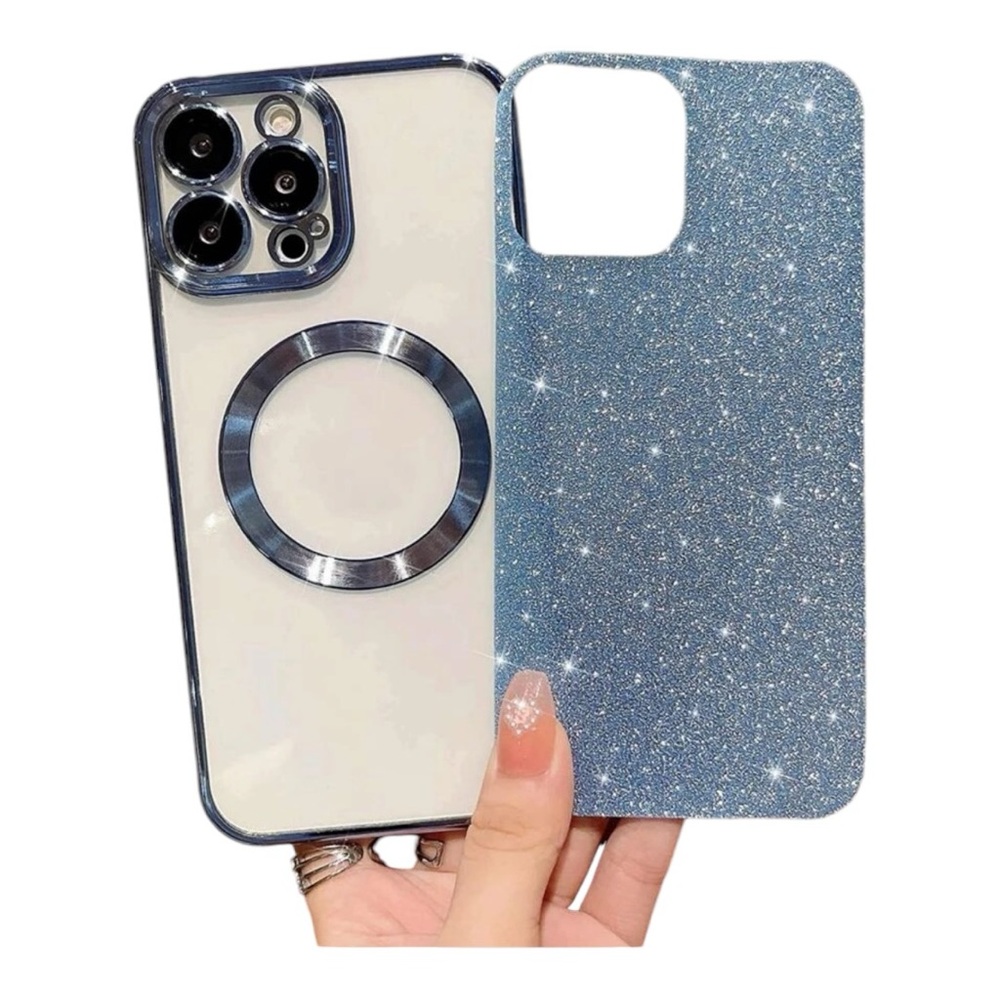 I phone 15 Pro Case Glitter Blue